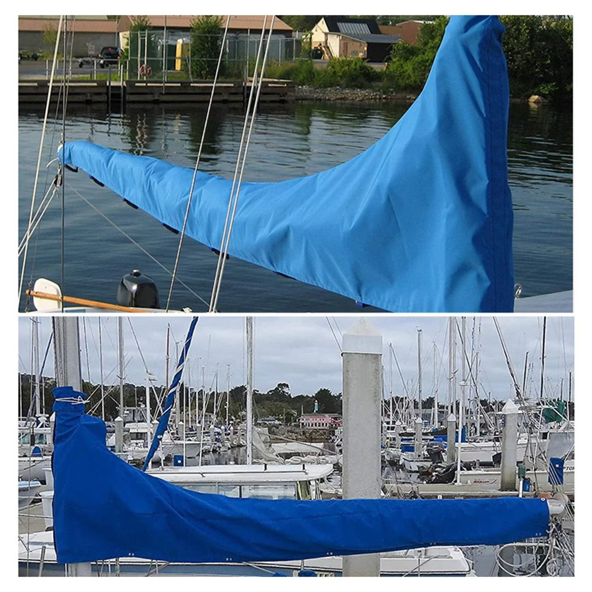 600D Mainsail protector, craft protector, Dustproof protector Sail shield Snow wrap Adjustable Strap Thickened Oxford Cloth Blue , 12 FT 11 to 12 FT