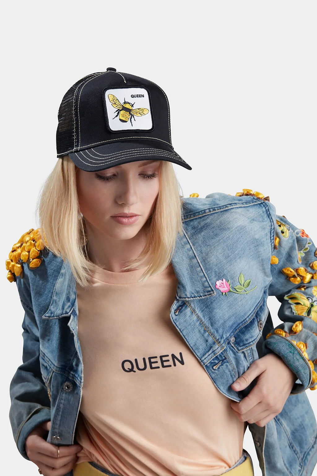The Farm Unisex Original Adjustable Snapback Trucker Hat, Black (Queen Bee), One Size. Goorin Bros