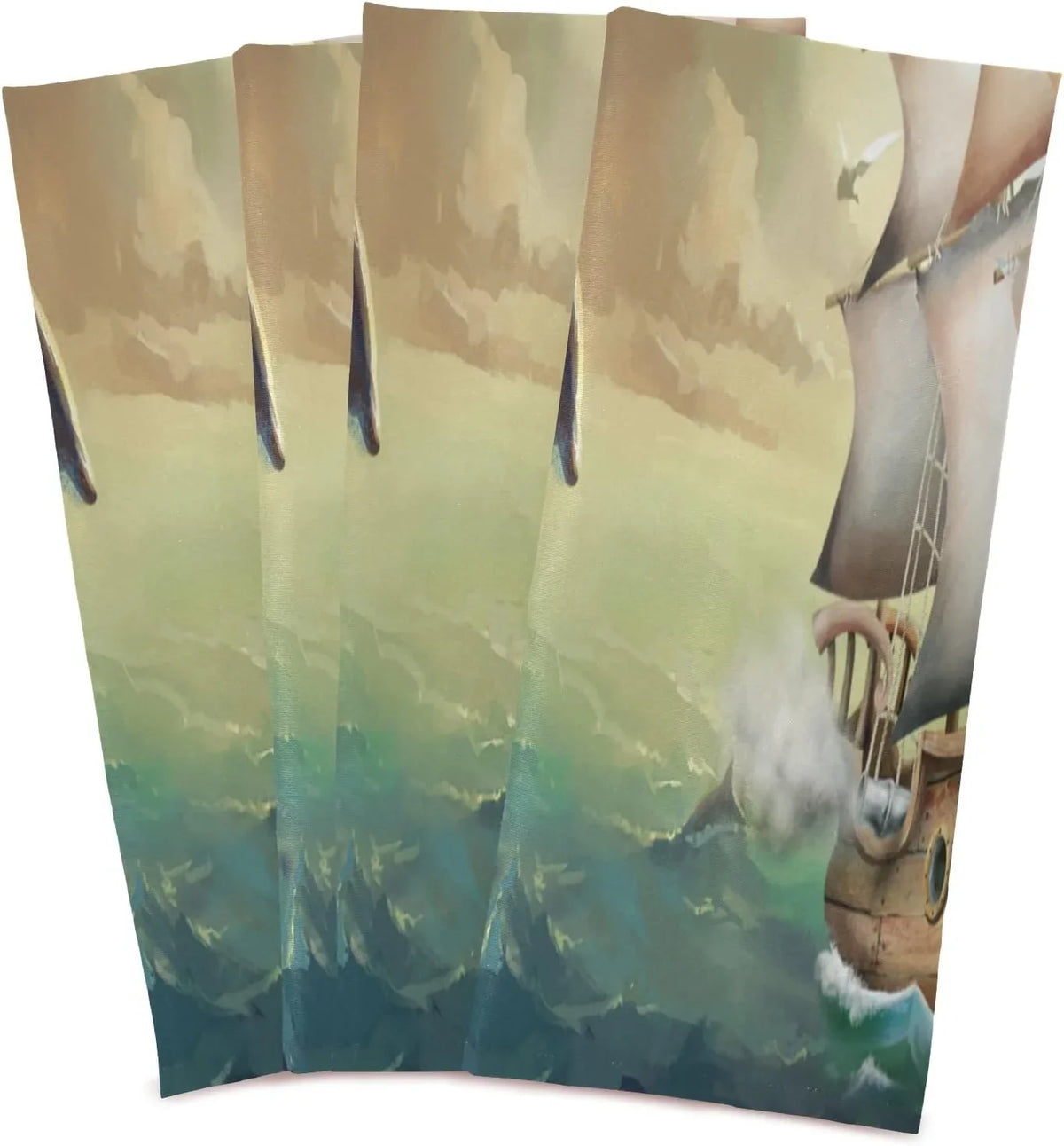 Jumping Dolphins Sailboat Tea Towels Set of 6 Ocean Summer Kitchen Dish Cloth with Hanging Loop, 18"x28"Lint-Free Absorbent Towel for Kitchen Drying Wiping and Cleaning