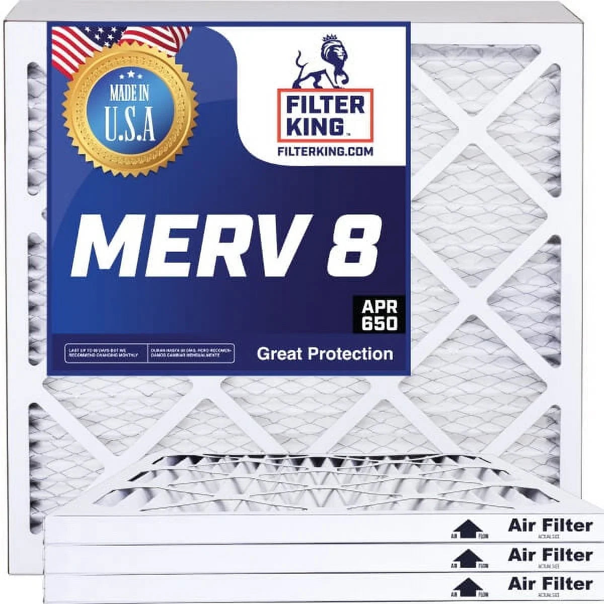 Filter King 7x63x1a Air Filter | 4-PACK | MERV 8 HVAC Pleated A/C Furnace Filters | MADE IN USA | Actual Size: 7 x 63 x .75"