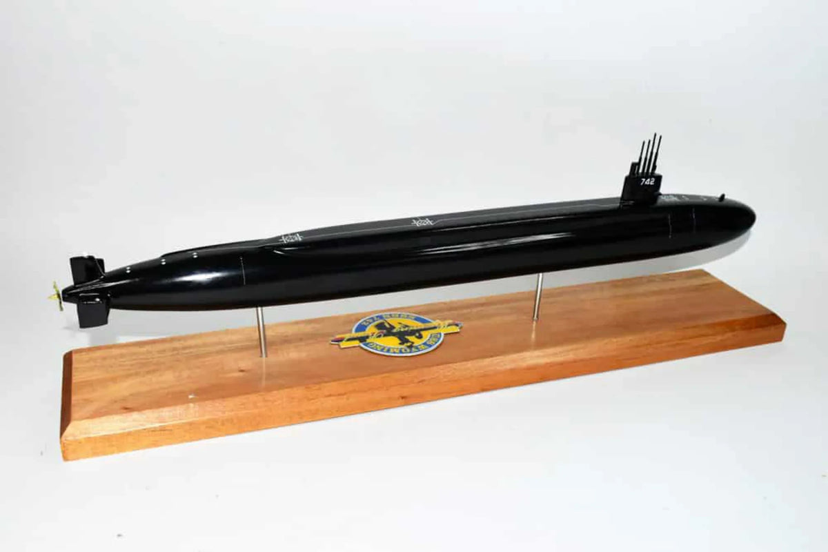 USS Wyoming SSBN-742 Submarine Model (Black Hull),Navy,Scale Model,Mahogany,20 inch,Ohio Class