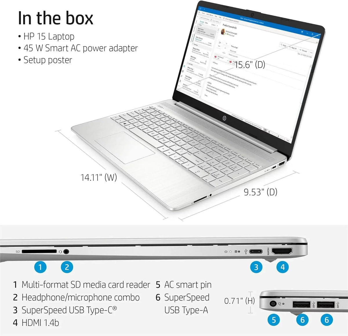 15 15.6" Full HD Business Laptop Computer,  4-core i5-1135G7, 16GB RAM, 256GB PCIe SSD, Iris Xe Graphic, Wi-Fi 6, BT 4.2, Natural Silver, Windows 11 Home