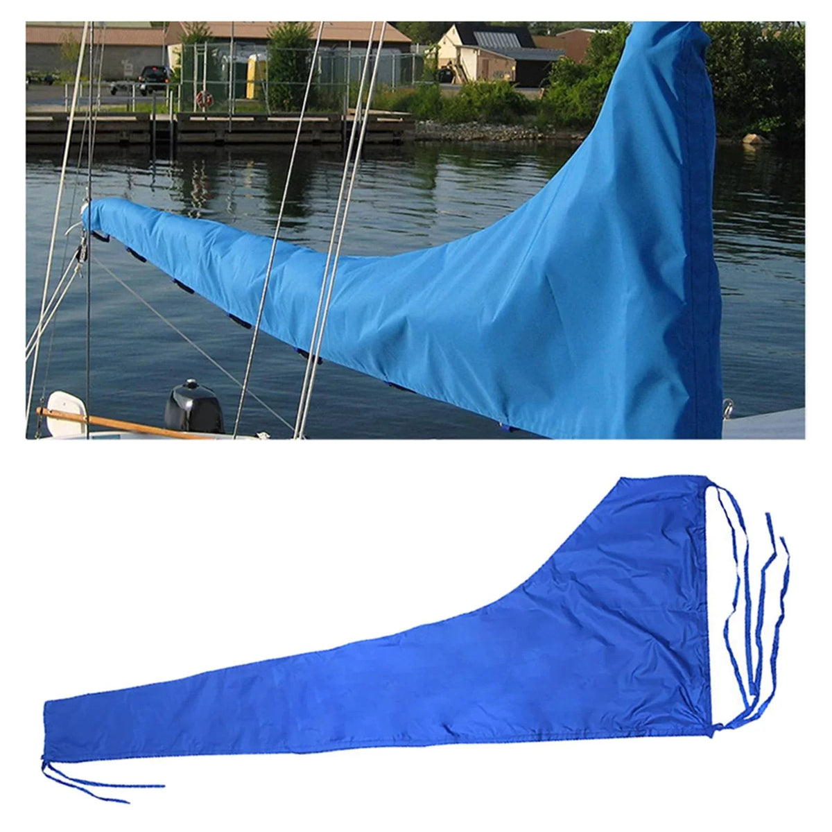 600D Mainsail protector, craft protector, Dustproof protector Sail shield Snow wrap Adjustable Strap Thickened Oxford Cloth Blue , 12 FT 11 to 12 FT