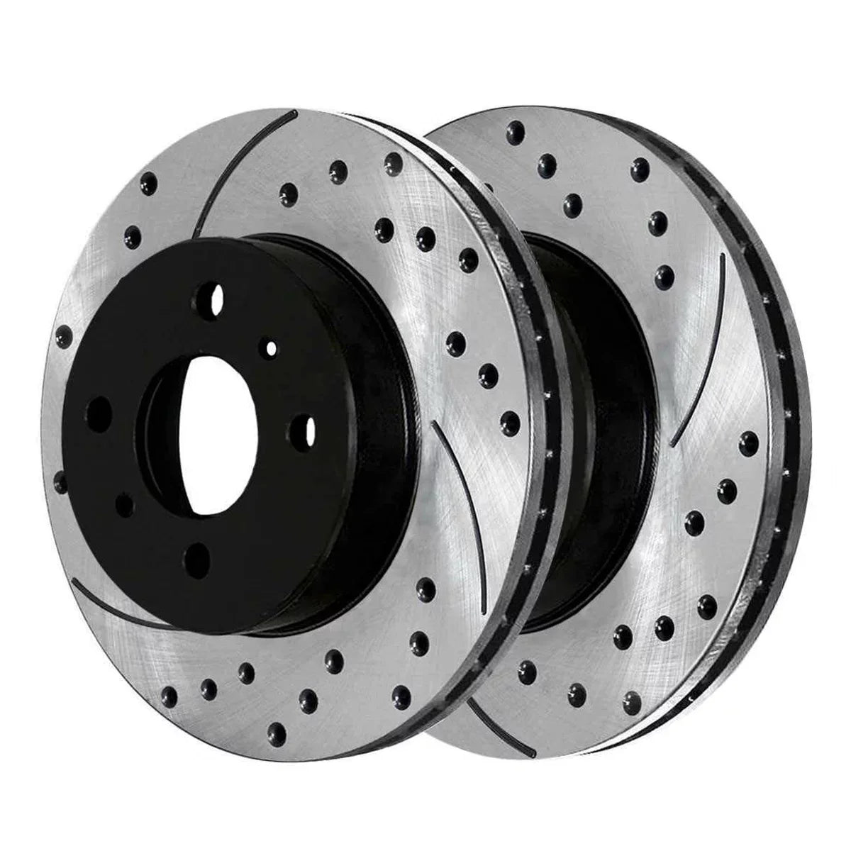 AutoShack Front Drilled Slotted Brake Rotors Black and Ceramic Pads Kit Driver and Passenger Side Replacement for 1998-2002  Corolla 1998 1999 2000 2001 2002 Chevrolet Prizm 1.8L FWD