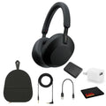 WH-1000XM5 Noise-Canceling Wireless Over-Ear Headphones (Black), 30 Hours Playback Time, Hands-Free Calling, Alexa Voice Control - Kit with Charging Cube and Portable Charger