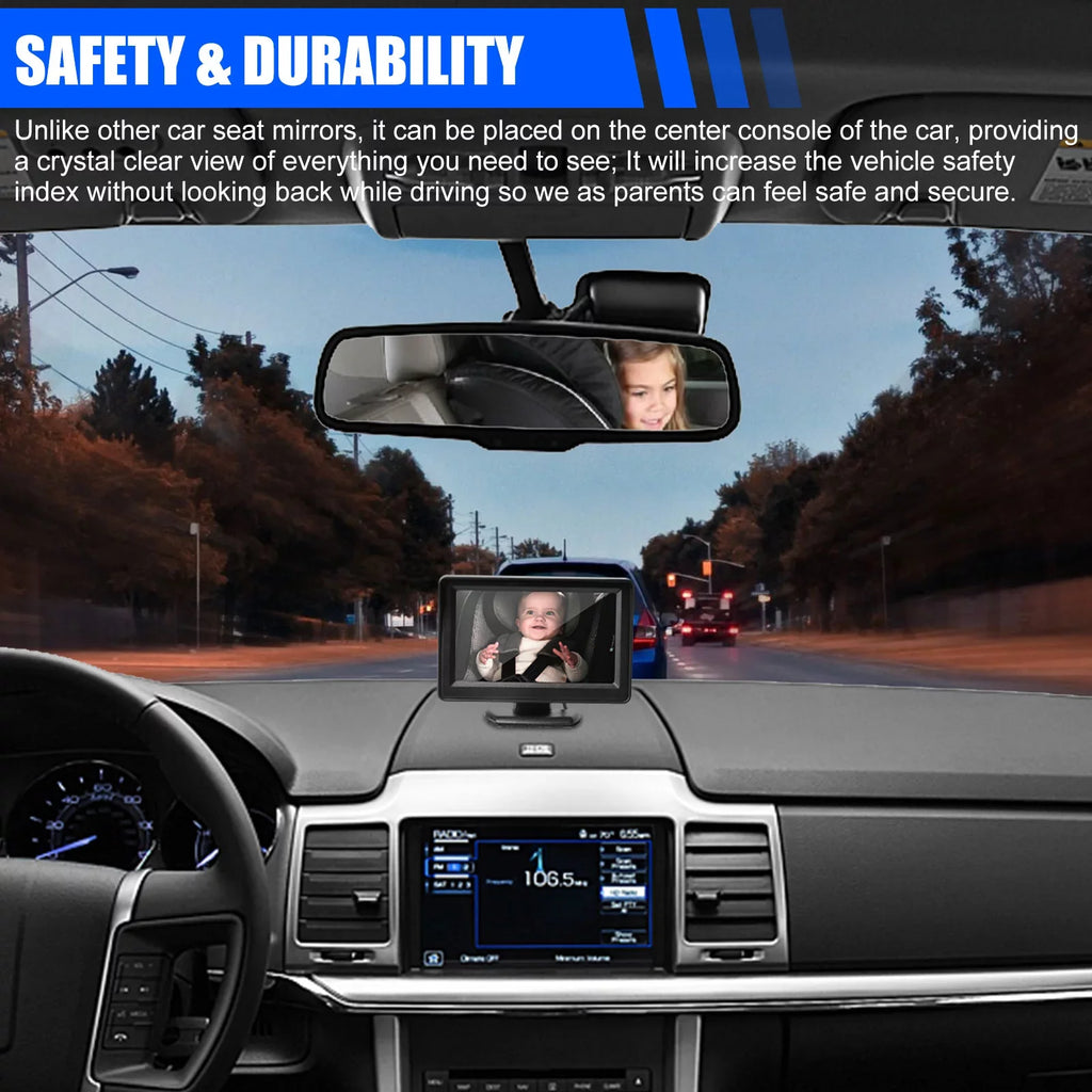 Car Back Seat Camera, EEEkit 12V Baby Car Mirror with 4.3-inch HD Screen, Night Vision, 120° Wide Crystal Clear View, Rear Facing Safety Car Seat Mirror Camera Observe the Baby's Every Move, Black
