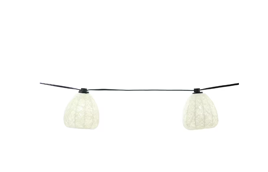 Plug-In Mini Bulb LED Natural Fiber String Light (10-Heads). Hampton Bay Outdoor/Indoor 11 ft