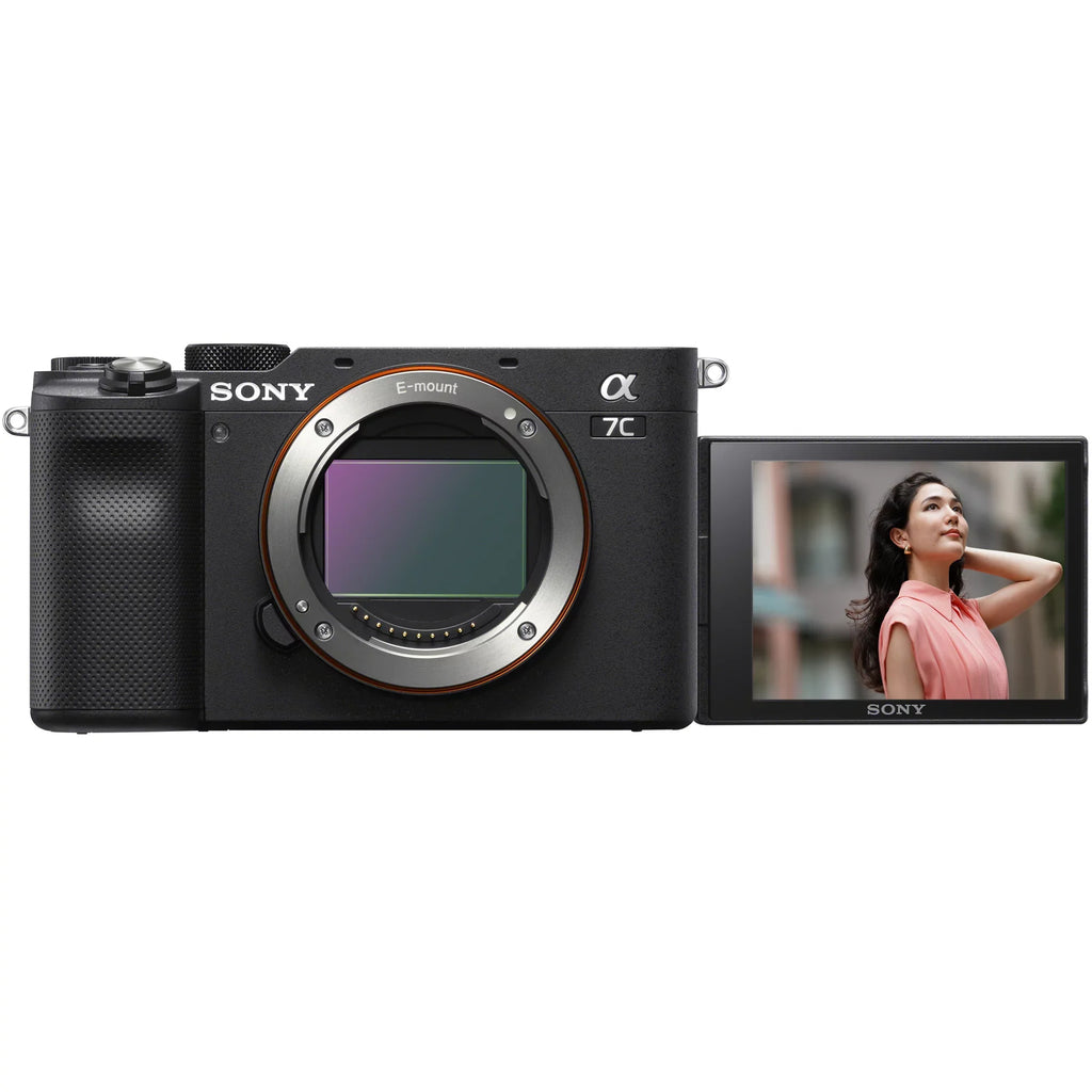 a7C Mirrorless Full Frame Camera Body with  FE 50mm F1.8 Full-frame Lens SEL50F18F Black ILCE7C/B Bundle with Deco Gear Photography Backpack Case , Software and Accessories