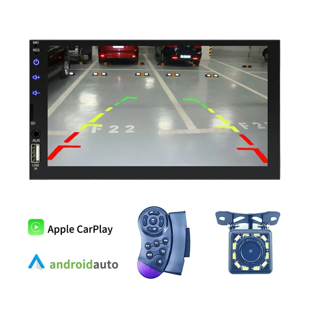 Virwir Car Multimedia Player Bluetooth 7 inch, HD Car Mp5 Player Touch Screen Autoradio with Backup Camera Rear