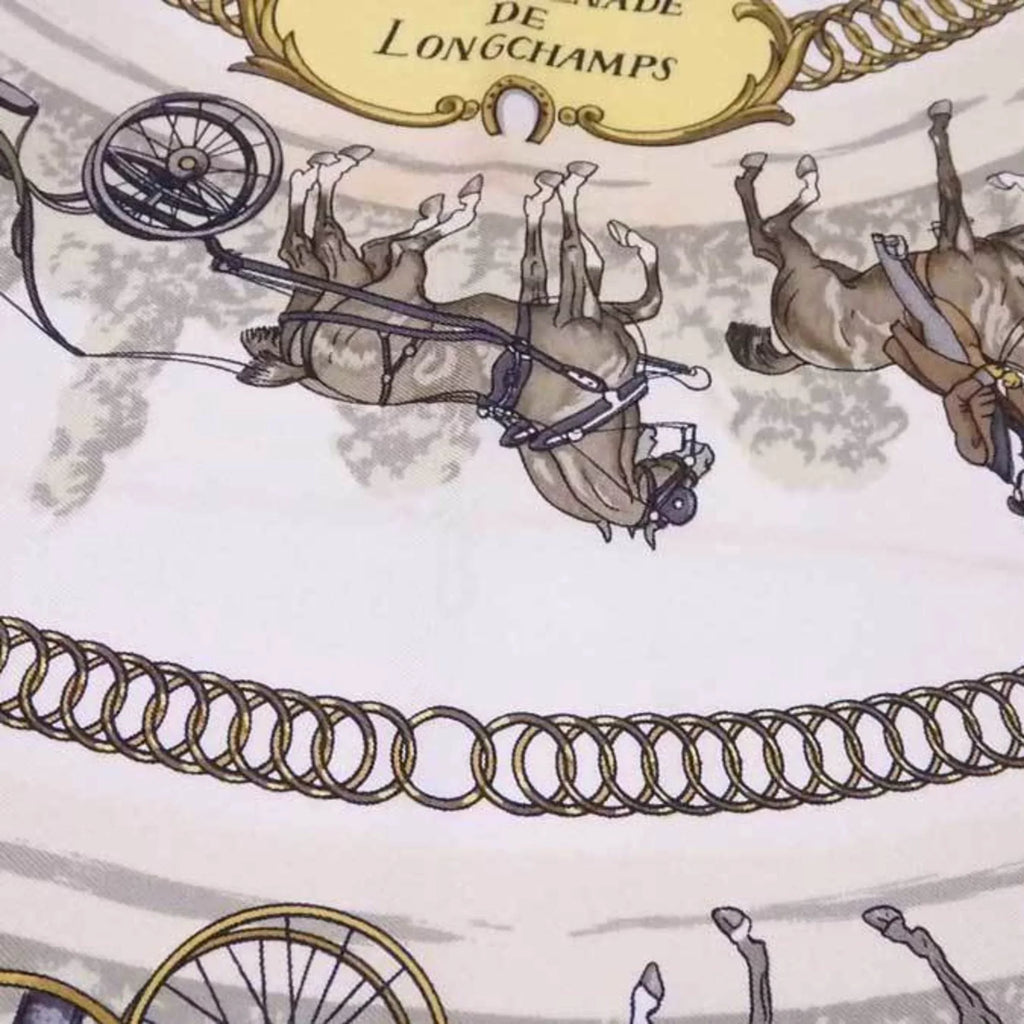 Pre-Owned Hermes HERMES Scarf Carre 90 La Promenade De Longchamps Silk Pink x Multicolor Ladies (Good)
