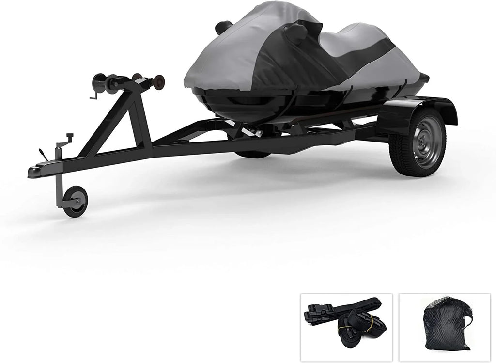 Custom Contour Fit Weatherproof Jet Ski wrap for Kawasaki Ultra 250 LX 2007-2008 - Gray/Black Color - All atmospheric conditions - Trailerable - Protect from Rain & Sun! Includes Trailer Straps & Storage Bag