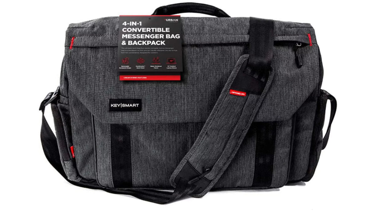 KeySmart Urban Union Hybrid Carrying Case (Messenger/Briefcase/Backpack) for 15" to 16"  MacBook Pro, Notebook, Black