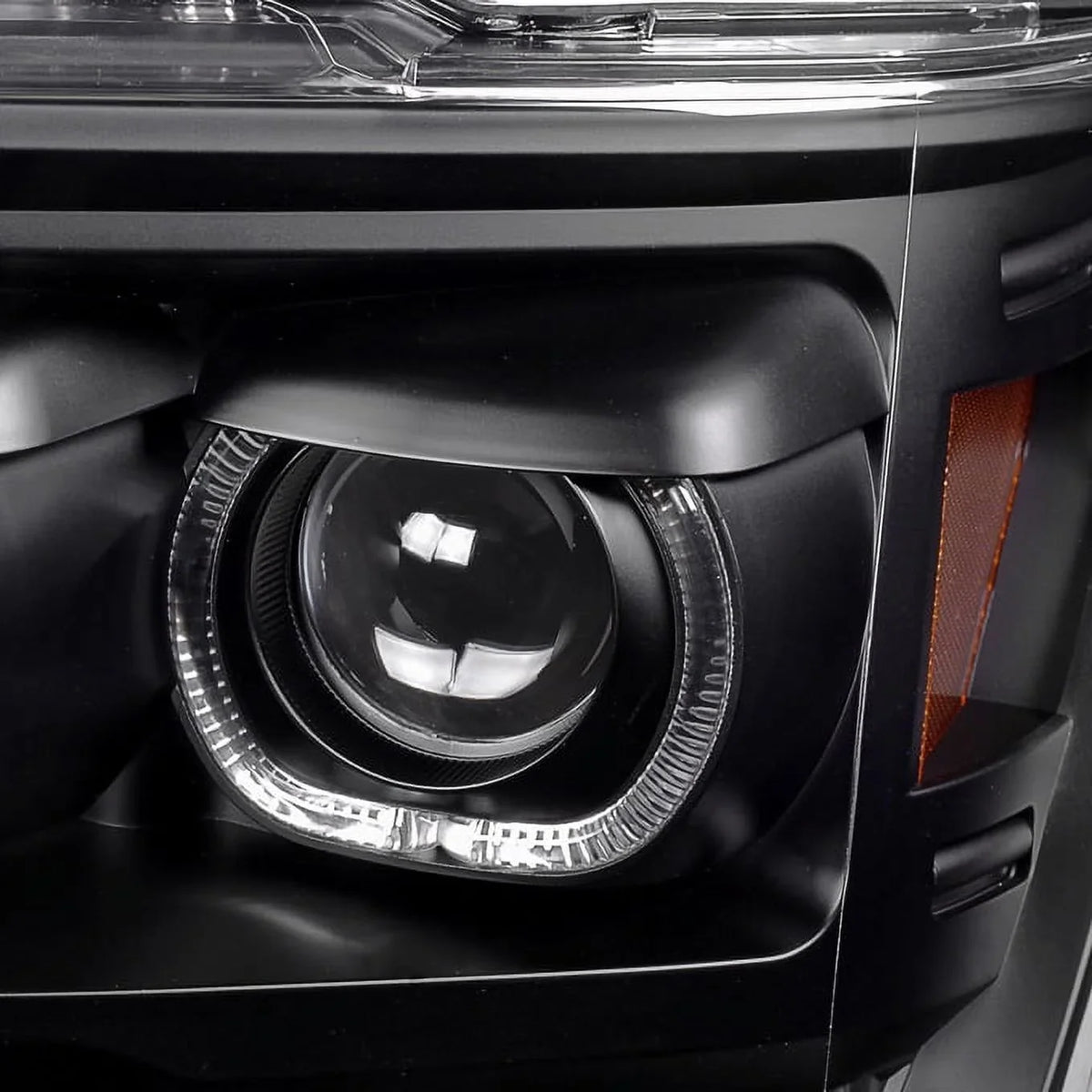 AKKON - For [Dual LED Halo Ring] 09-14 F150 F-150 Pickup Truck Black Projector Headlights + LED Tail light Set