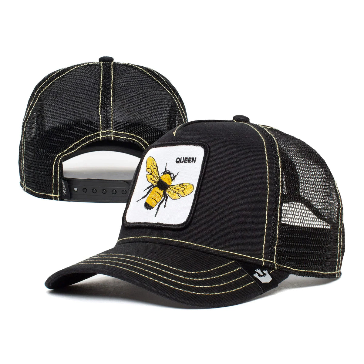 The Farm Unisex Original Adjustable Snapback Trucker Hat, Black (Queen Bee), One Size. Goorin Bros