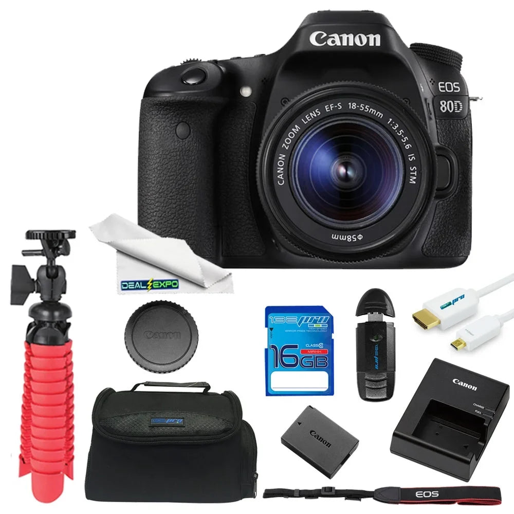 EOS 80D DSLR Camera with 18-55mm Lens + 16GB Expo Essentials Kit