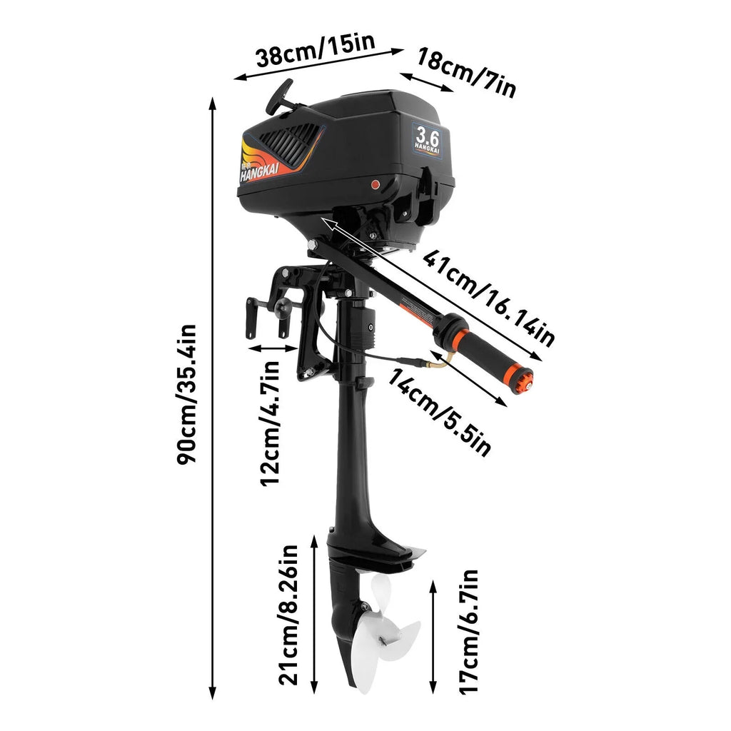 HANGKAI 2 Stroke 3.6  Outboard Motor Fishing vessel Engine aqua Cooling CDI Outboard vessel Motor 90cm/35.4in