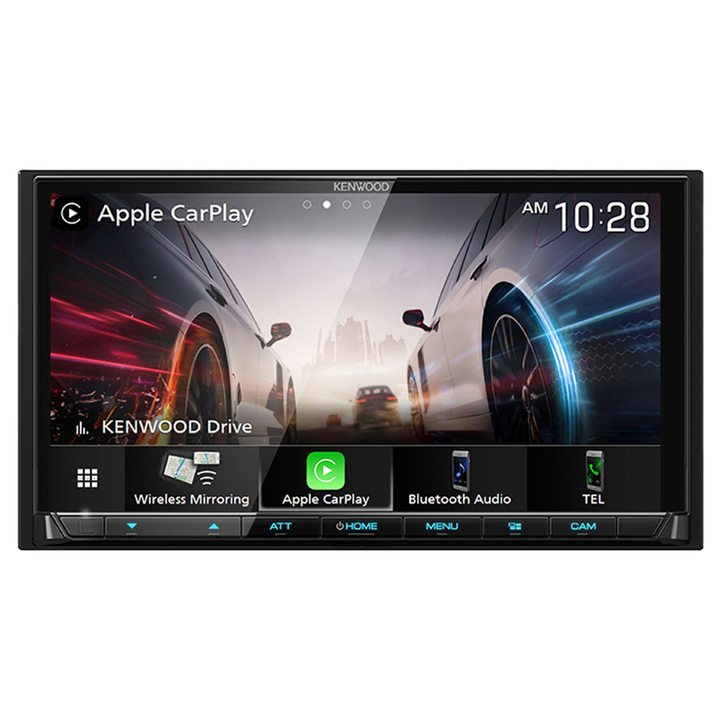 Kenwood DMX9708S MultiMedia Receiver with CMOS-320LP Multi-Angle Rear View Camera with License Plate Mounting