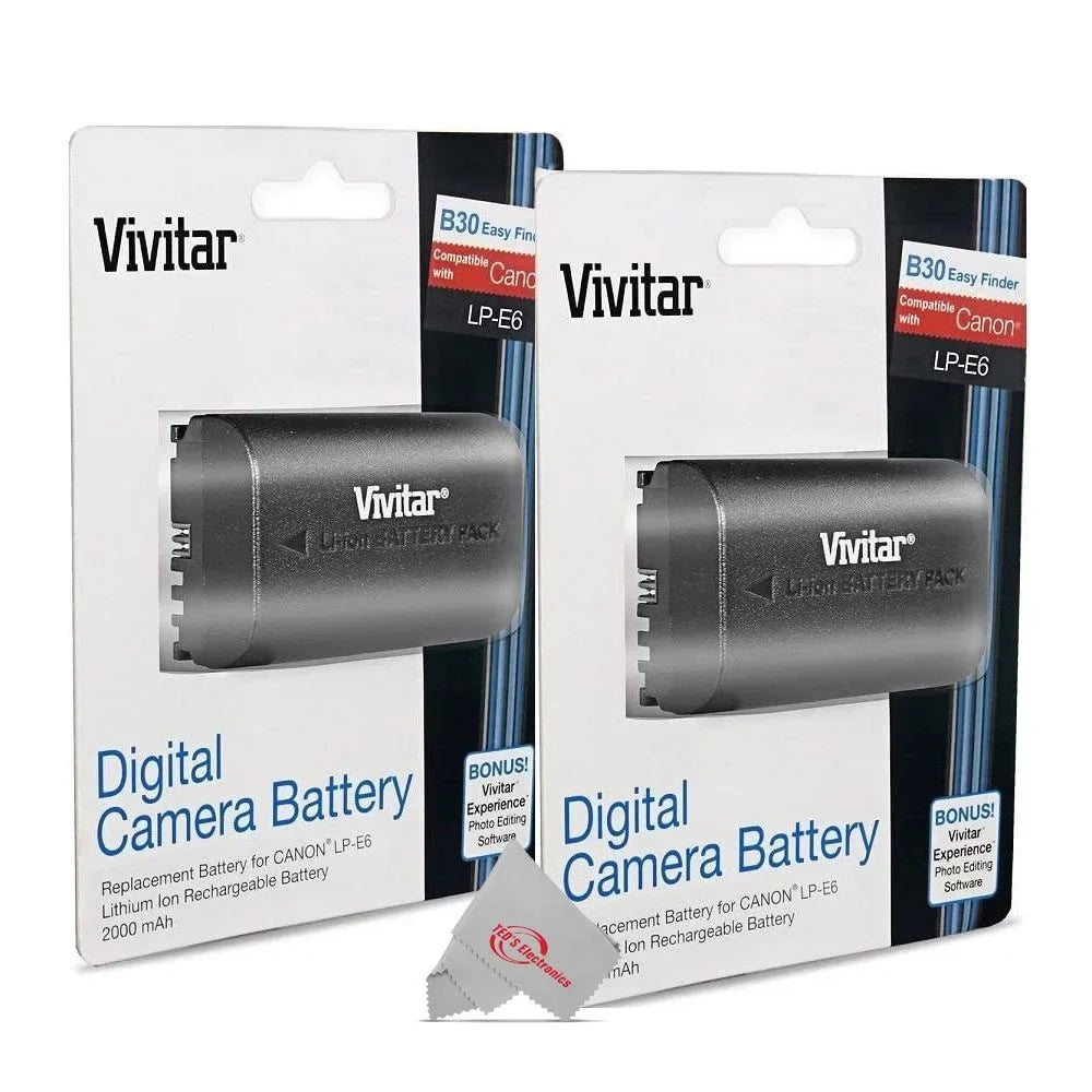 Two Pcs Vivitar VIV-CB-E6 Replacement Battery for  LP-E6