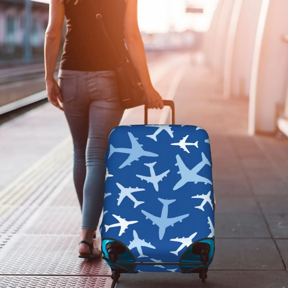 Lukts Airplanes In The Sky Elastic Travel Luggage shield Suitcase Protector Bag,Anti-Scratch,Dust-Proof Washable Suitcase Sleeve For Kid Adult,S (For 18-32 Inch Luggage)