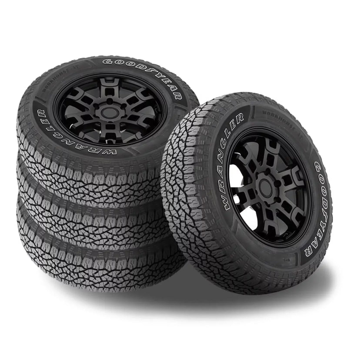 Set of 4 Goodyear Wrangler Workhorse A/T 225/65R17 102T OWL Tires, All Terrain, 3PMSF 480757856 / 225/65/17 / 2256517 Fits: 2014-23 Chevrolet Equinox LT, 2007-16 Honda CR-V EX-L