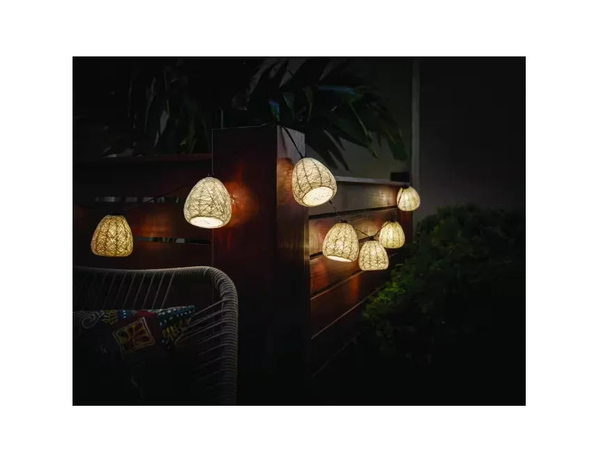 Plug-In Mini Bulb LED Natural Fiber String Light (10-Heads). Hampton Bay Outdoor/Indoor 11 ft