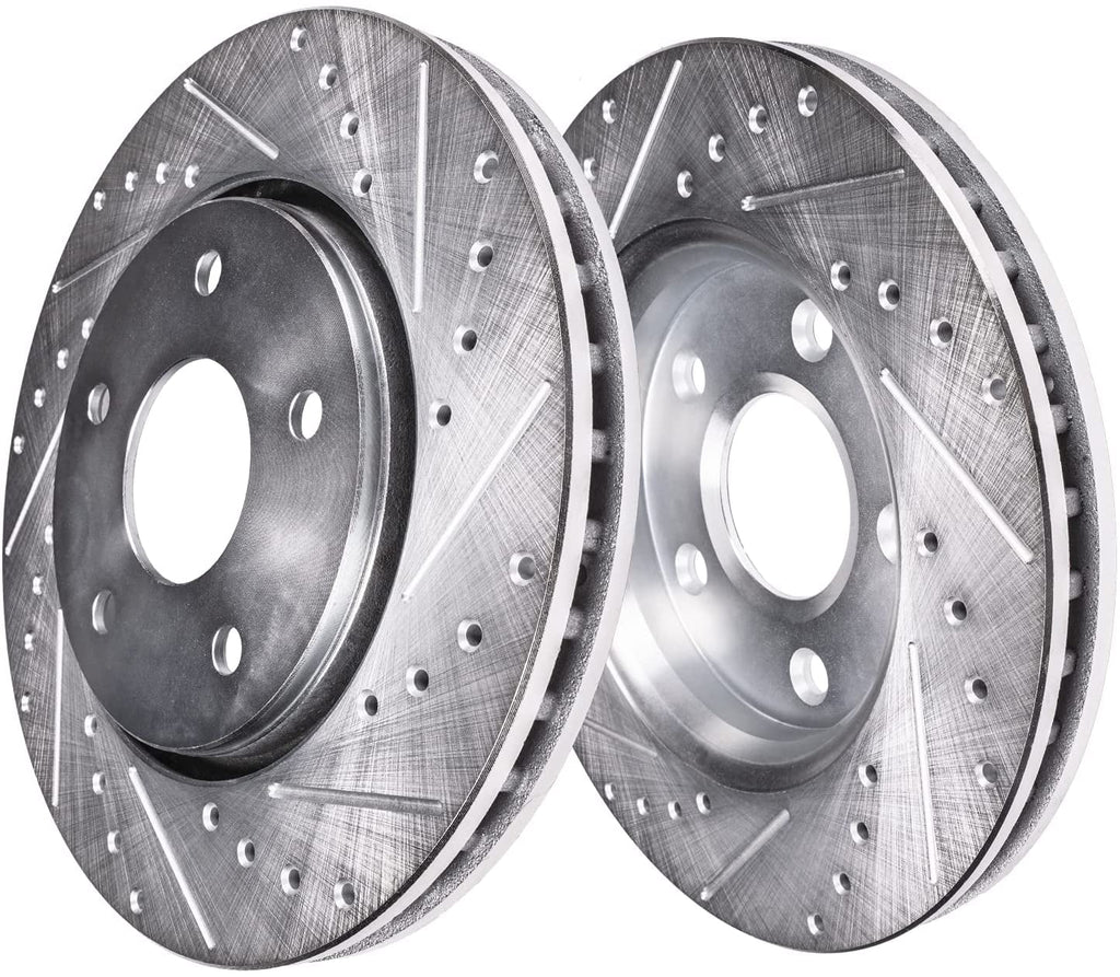 Detroit Axle - Brake Kit for 2014 2015 2016 2017 Nissan Rogue Drilled & Slotted Brake Rotors and Ceramic Brakes Pads 2015 2016 Replacement: 11.65" Front & Rear Rotors