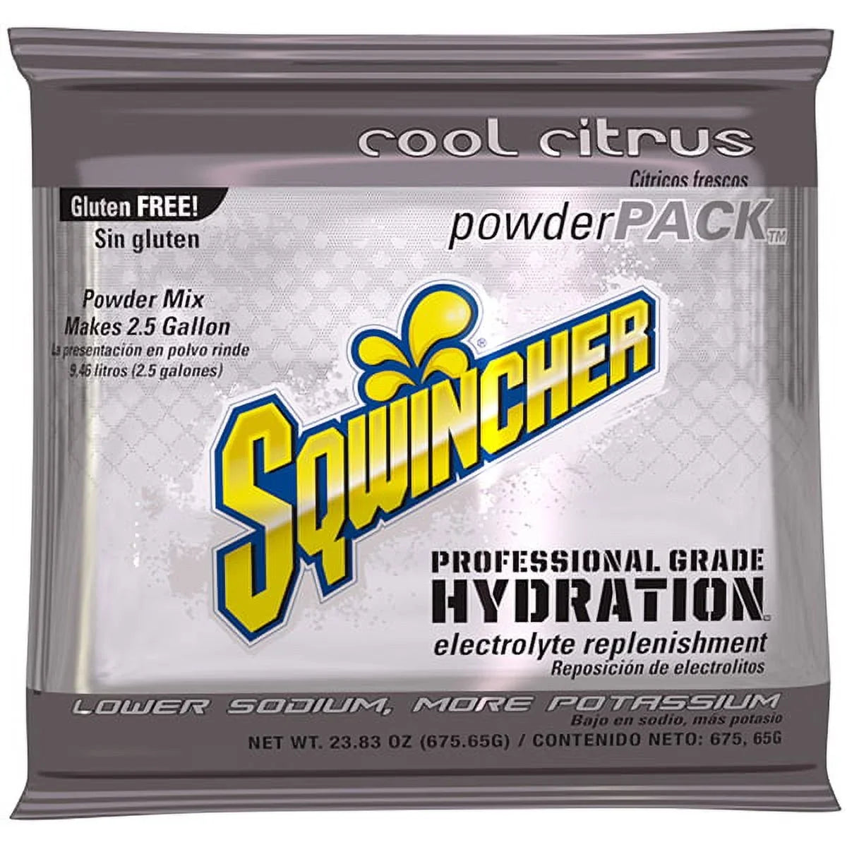 Sqwincher Regular Powder Packs, 23.83 oz Packs, 2.5 gal Yield, Cool Citrus, 32/Case