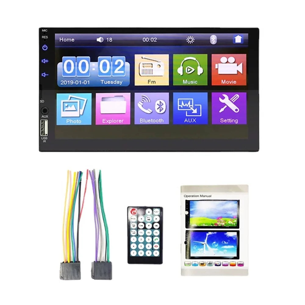 Virwir Car Multimedia Player Bluetooth 7 inch, HD Car Mp5 Player Touch Screen Autoradio with Backup Camera Rear