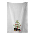 Unisex Dachshund Black & Tan No.2 Christmas White Dish Towels Kitchen Towel - Set of 2. 28 x 19 in