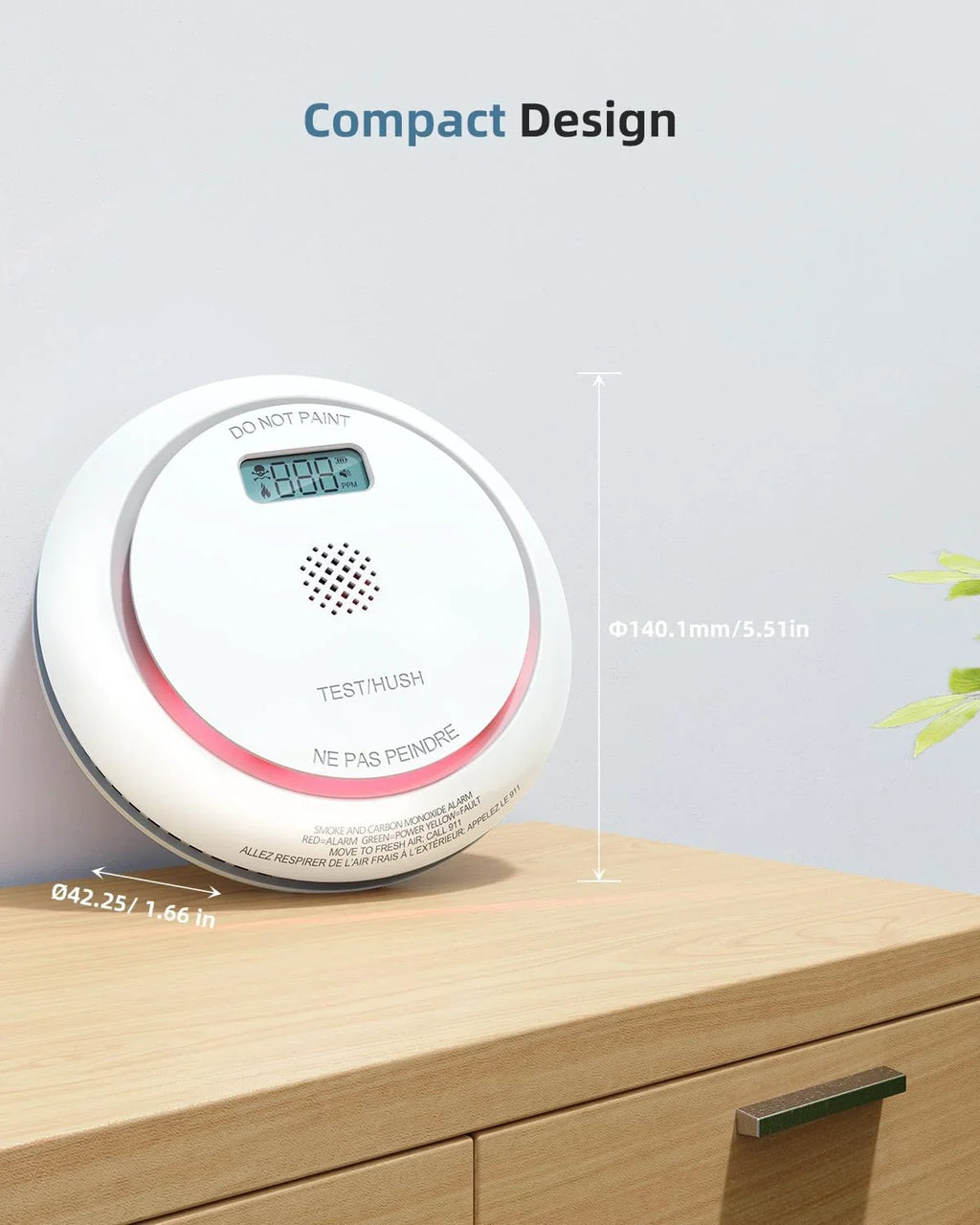 SITERWELL Wireless Interconnected Smoke Detector Carbon Monoxide Detector Combo with LCD Display, 2 in 1 Smoke and CO Detector with Test/Silence Button, Fire and CO Alarm with 3 AA Batteries, 1 Pack