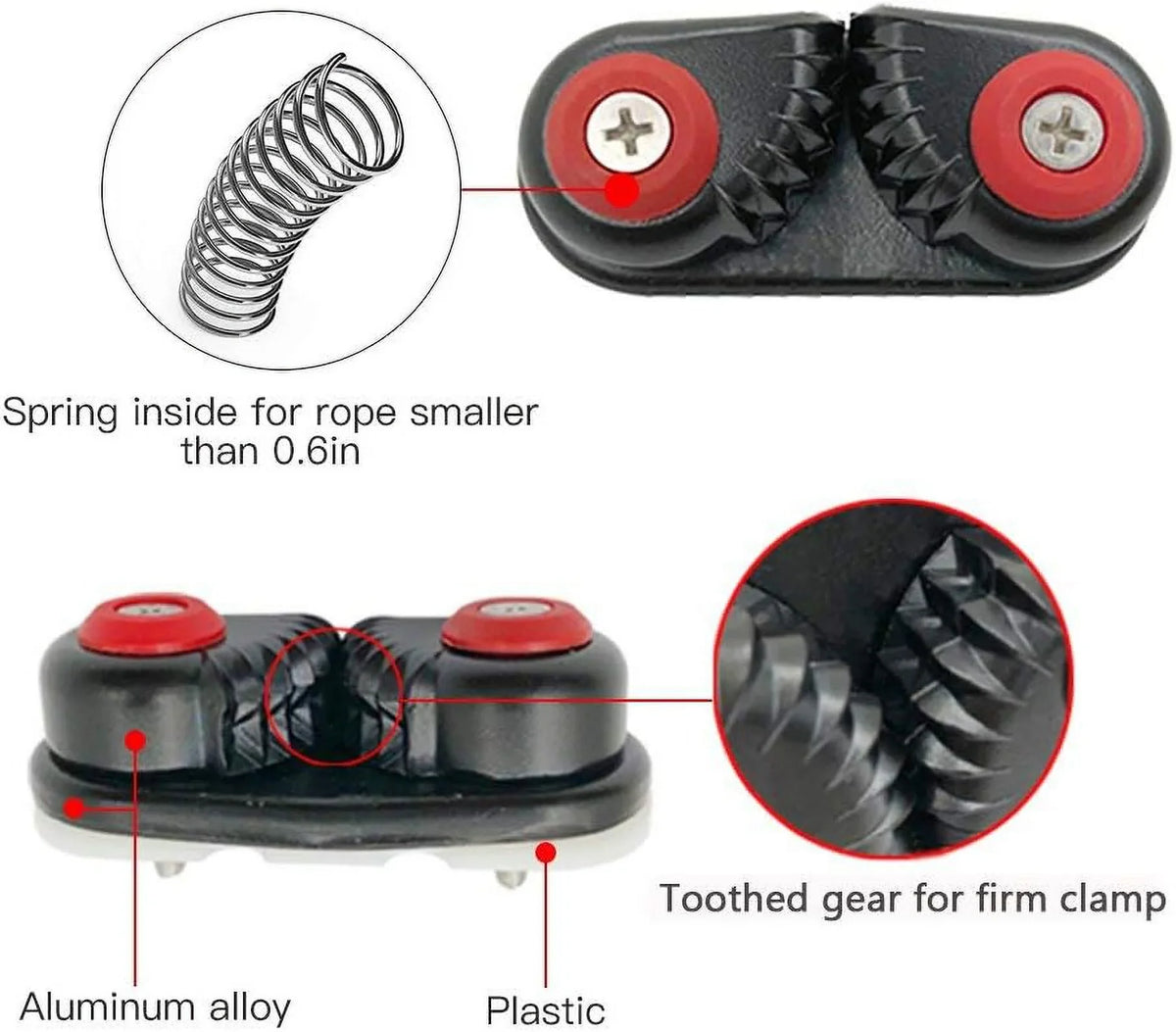 Lixada 2PCS Kayak Cam Cleat vessel Canoe Sailing ship Dinghy Aluminum Cam Cleats Fast Entry Kayak Cleats