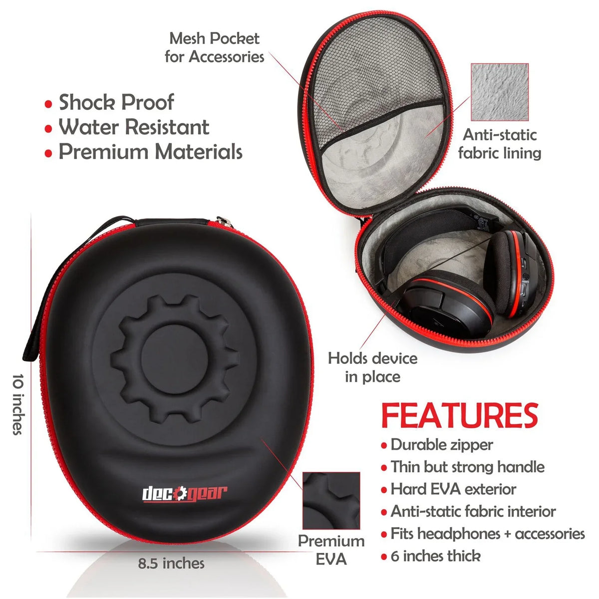 WH-CH710N Wireless Noise-Canceling Headphones Bundle with Deco Gear Headphone Case and Stand for the WHCH710N Model Headphones (Black)