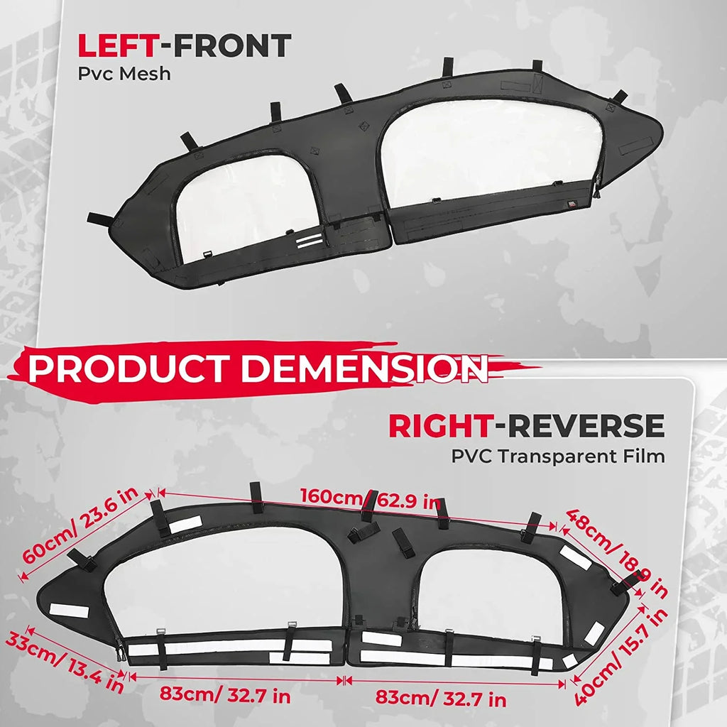 Kemimoto Soft Upper Door Set Kit, UTV Soft Cab Doors top Enclosure appropriate with 2017-2023 Can Am Maverick X3 Max 4 Seater Models