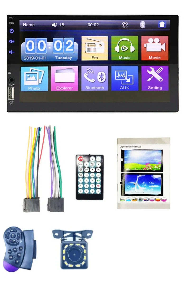 Virwir Car Multimedia Player Bluetooth 7 inch, HD Car Mp5 Player Touch Screen Autoradio with Backup Camera Rear