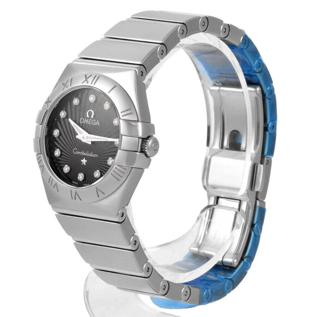 Pre-Owned Omega OMEGA Constellation 12P Diamond Index SS Women's Quartz Watch Black Dial 123.10.24.60.51.001 (Good)