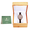 Womens Brown Salwood Watch with Crystals, Gold Bezel, Business Casual, Swiss Ronda Movement, 1ATM liquid immune MTJW13040