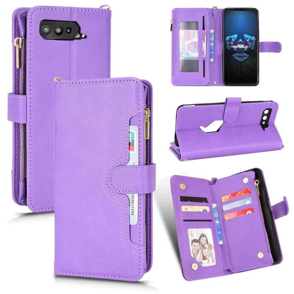 Case for  ROG Phone 5 Magnetic PU Leather Flip Leather protector Zipper Wallet Card Holder