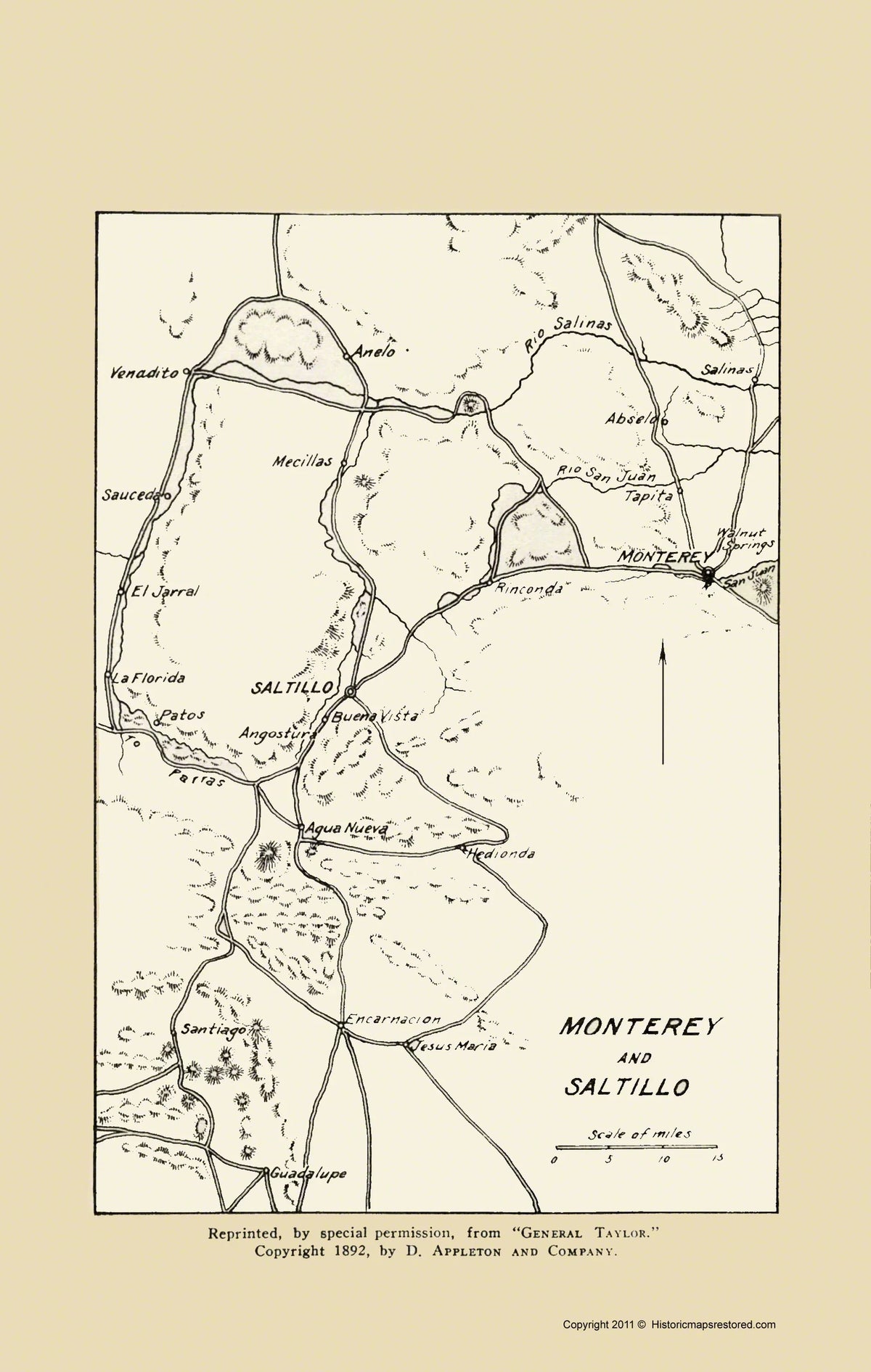 War - Monterey Saltillo General Taylor - Appleton 1892 - 23.00 x 36.24 - Glossy Satin Paper