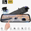 Erago Rear View Mirror Camera Kit:Rear view mirror dash cam Front and Rear FHD 1080P for Car with 10" Full Touch Screen, Waterproof Backup WDR Camera, Night Vision, G-Sensor, Parking Moniter