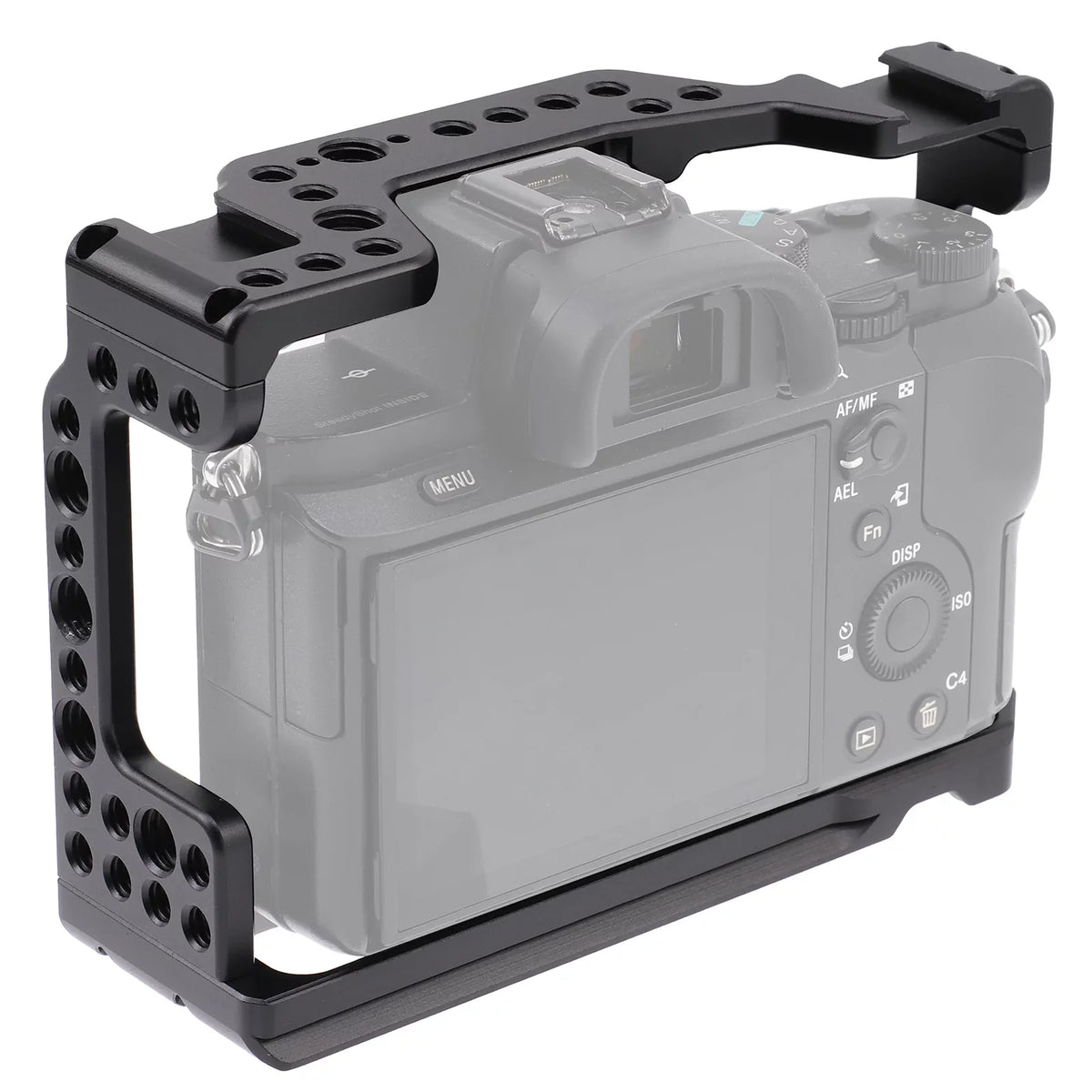 Htovila Camera Cage Aluminum Alloy Video Cage Replacement for  A7M3 A7R3 A9 Mirrorless Camera with Cold Shoe Mount 1/4 Inch & 3/8 Inch Screw Holes