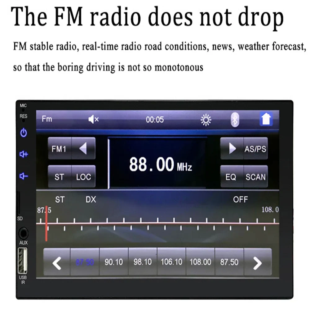 Virwir Car Multimedia Player Bluetooth 7 inch, HD Car Mp5 Player Touch Screen Autoradio with Backup Camera Rear