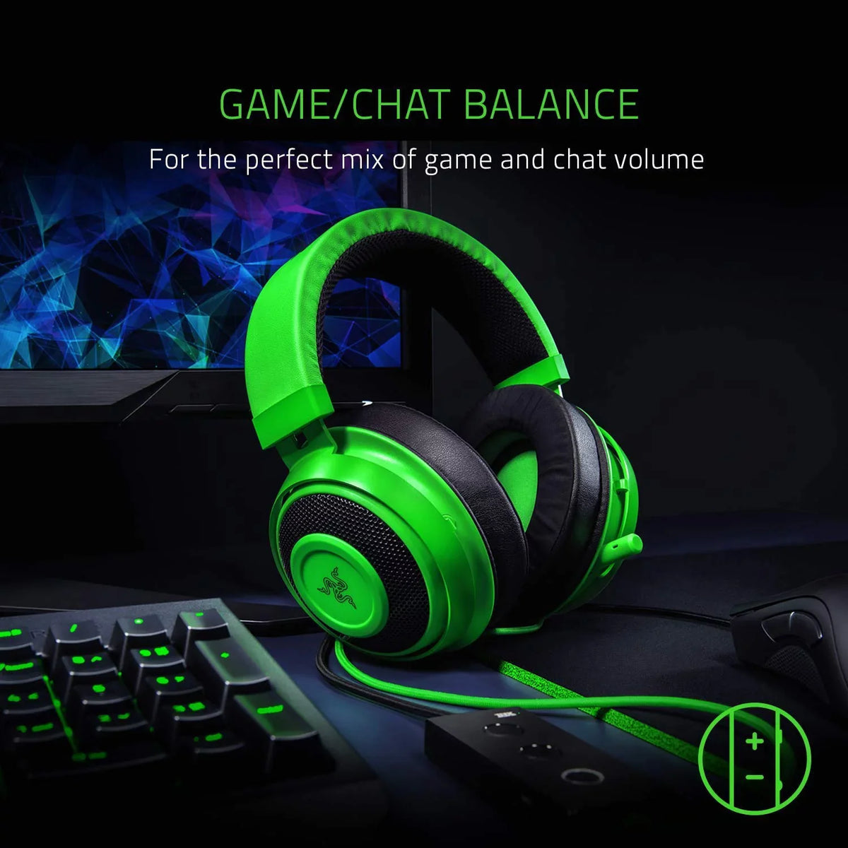 Kraken Tournament Edition: THX Spatial Audio - Full Audio Control - Cooling Gel-Infused Ear Cushions - Gaming Headset Works with PC, PS4, Xbox One, Switch, Mobile Devices - Green