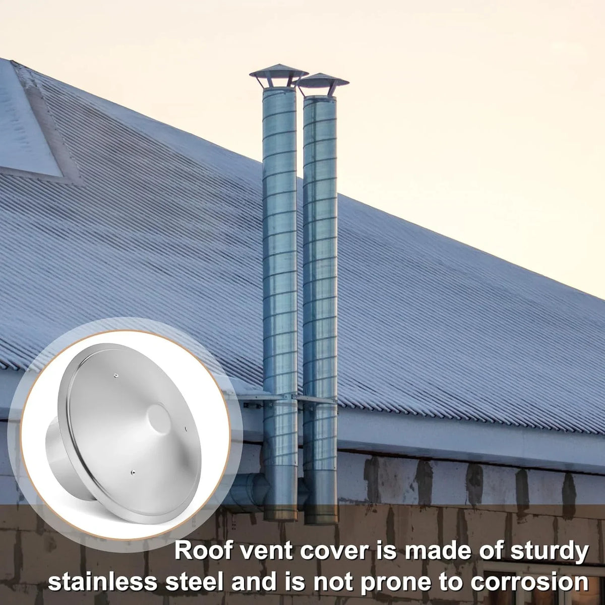 6 Inch Cone Top Chimney Cap Stainless Steel Cone Cap with Screen Chimney protector Outside Roof Silver Fireplace Screen wrap Exterior Stove Pipe Topper for Vent Flue Family Kitchen Cooking