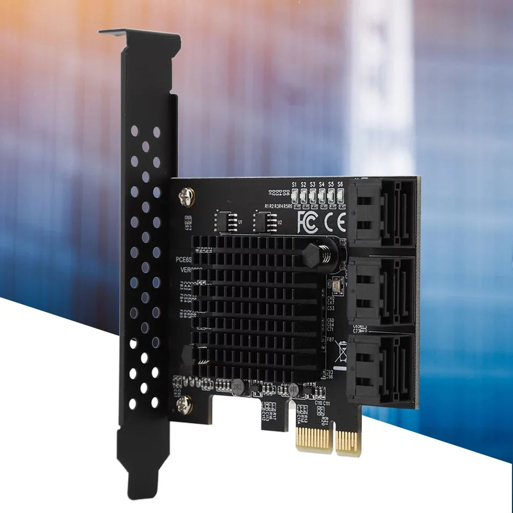 Jadeshay Card USB, 6-Port SATA 3.0 PCI Expansion Card Riser Card appropriate,3G 1.5G HDD