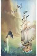 Jumping Dolphins Sailboat Tea Towels Set of 6 Ocean Summer Kitchen Dish Cloth with Hanging Loop, 18"x28"Lint-Free Absorbent Towel for Kitchen Drying Wiping and Cleaning