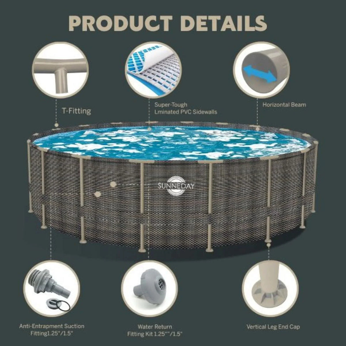 Round x 52 in.. Sunneday Oasis Rattan Soft-sided 18 ft