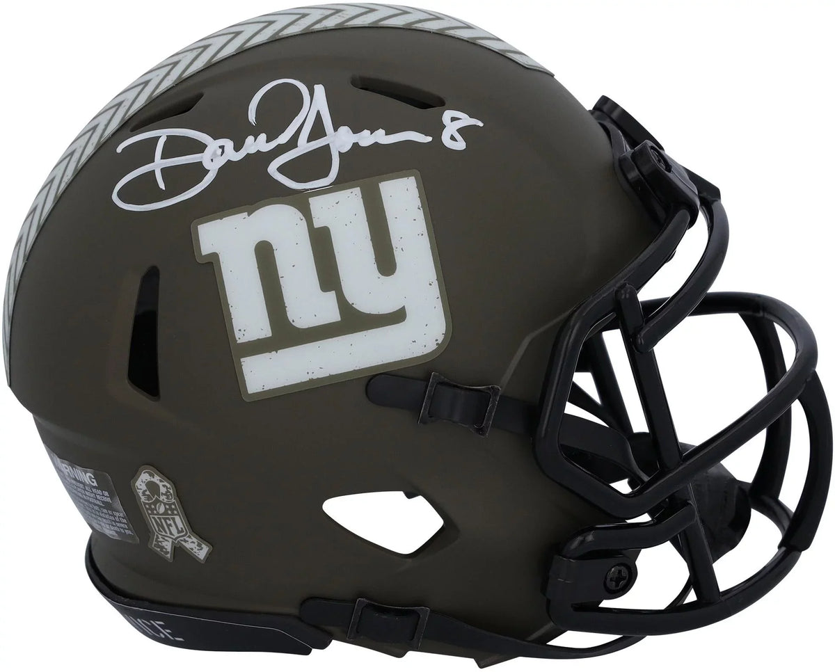 Daniel Jones New York Giants Autographed Riddell 2022 Salute to Service Speed Mini Helmet - Fanatics Authentic Certified