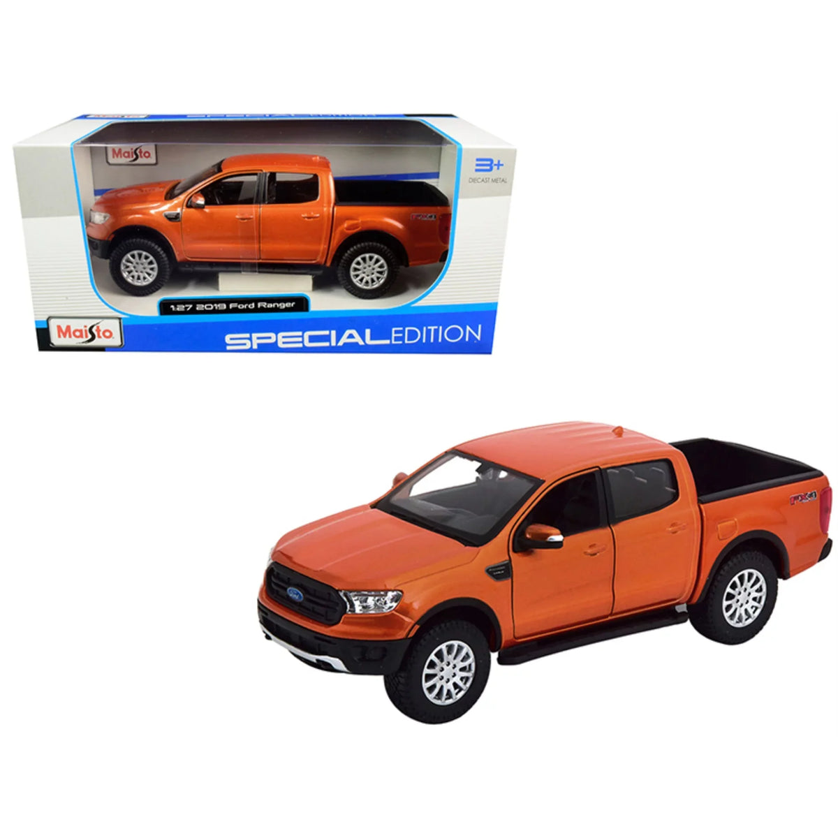 2019  Ranger Lariat Sport Pickup Truck Dark Blue Metallic 1/27 Diecast Model Car by Maisto