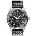 Skysurfer Pilot Black Textured Dial Leather Automatic 200M Mens Watch, Blue