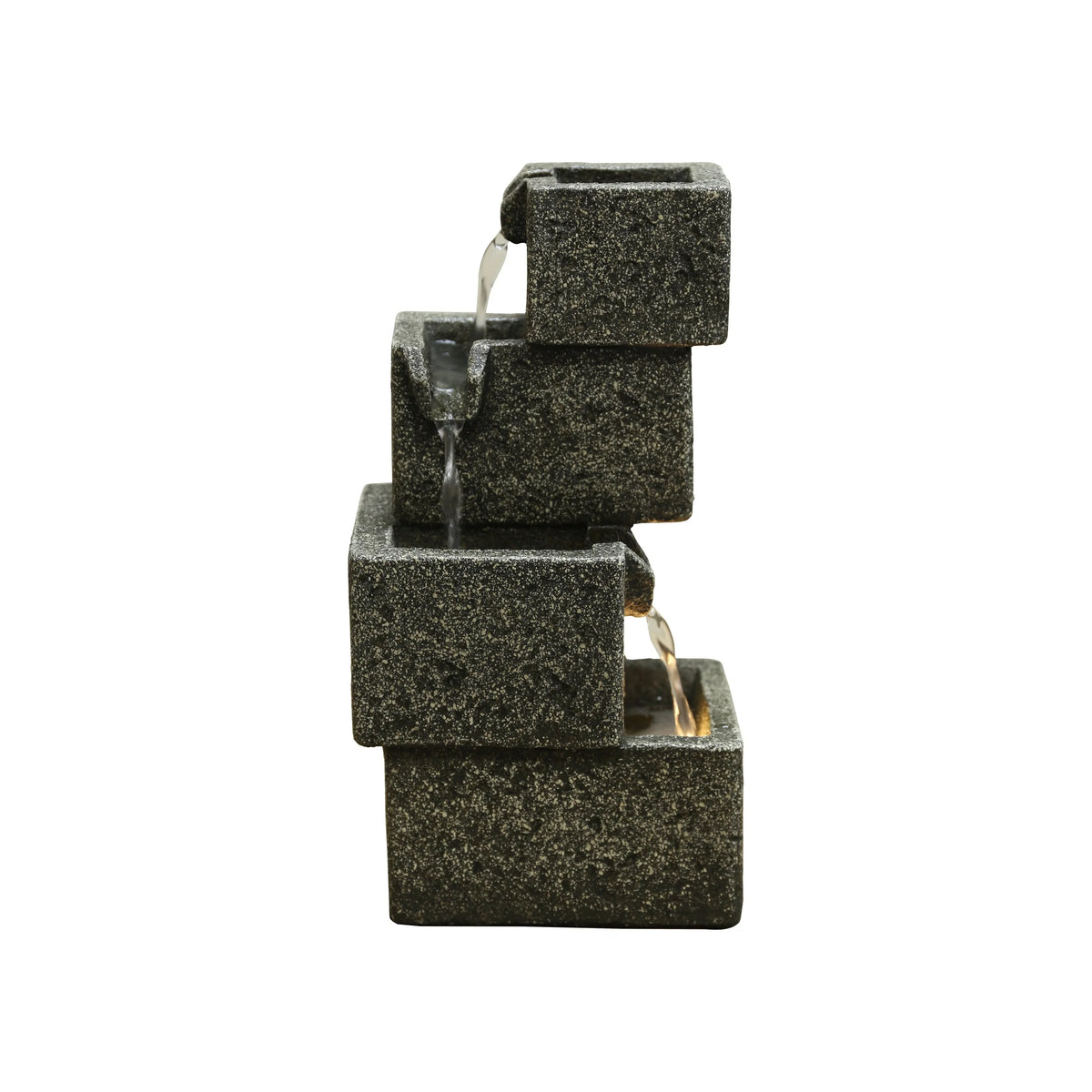 Concrete Crates Fountain With Warm White LED Lights
